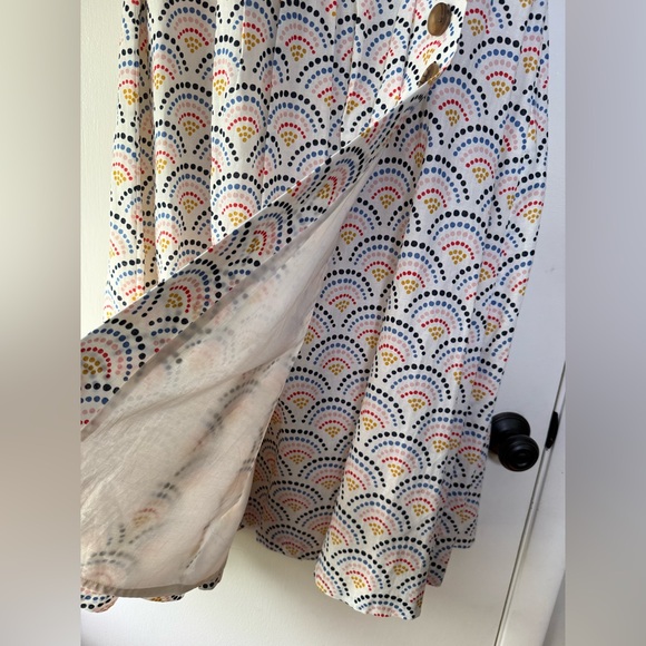 New! Boden Arwen Sleeveless Wrap Midi Dress Button Side Cream Red Black Size 8L - Picture 11 of 14